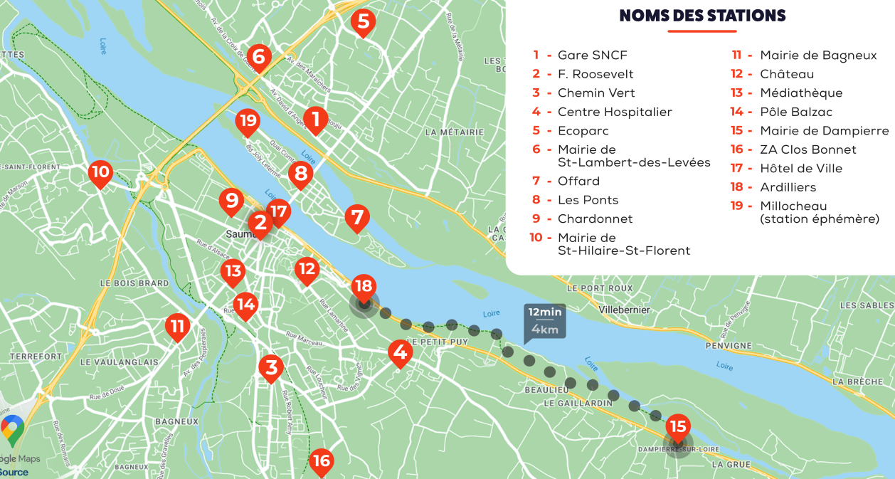 Carte des stations d'Ogalo Cyclette