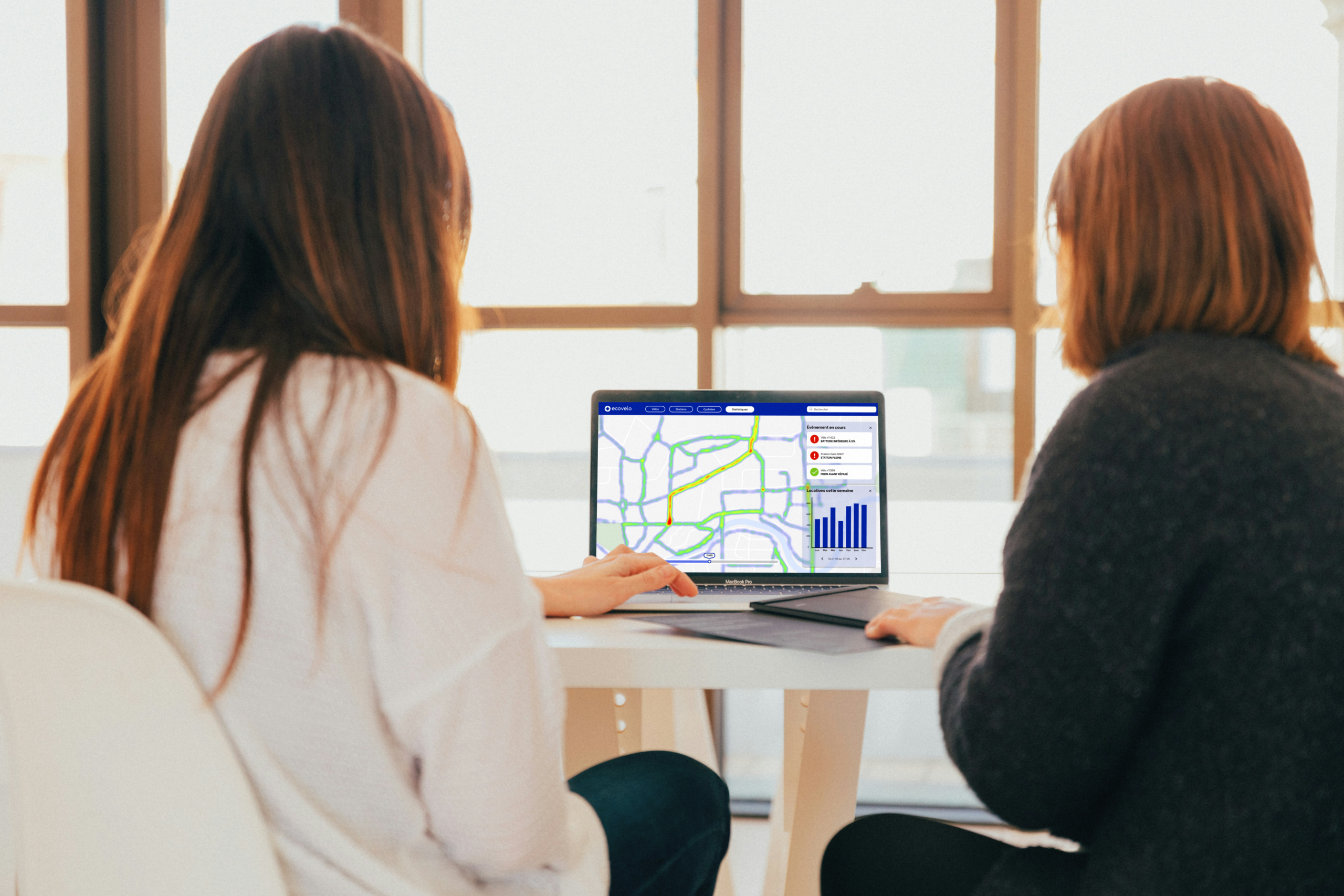 Dashboard Ecovelo pour visualiser les données remontées par l'utilisation de la flotte de vélos en libre-service