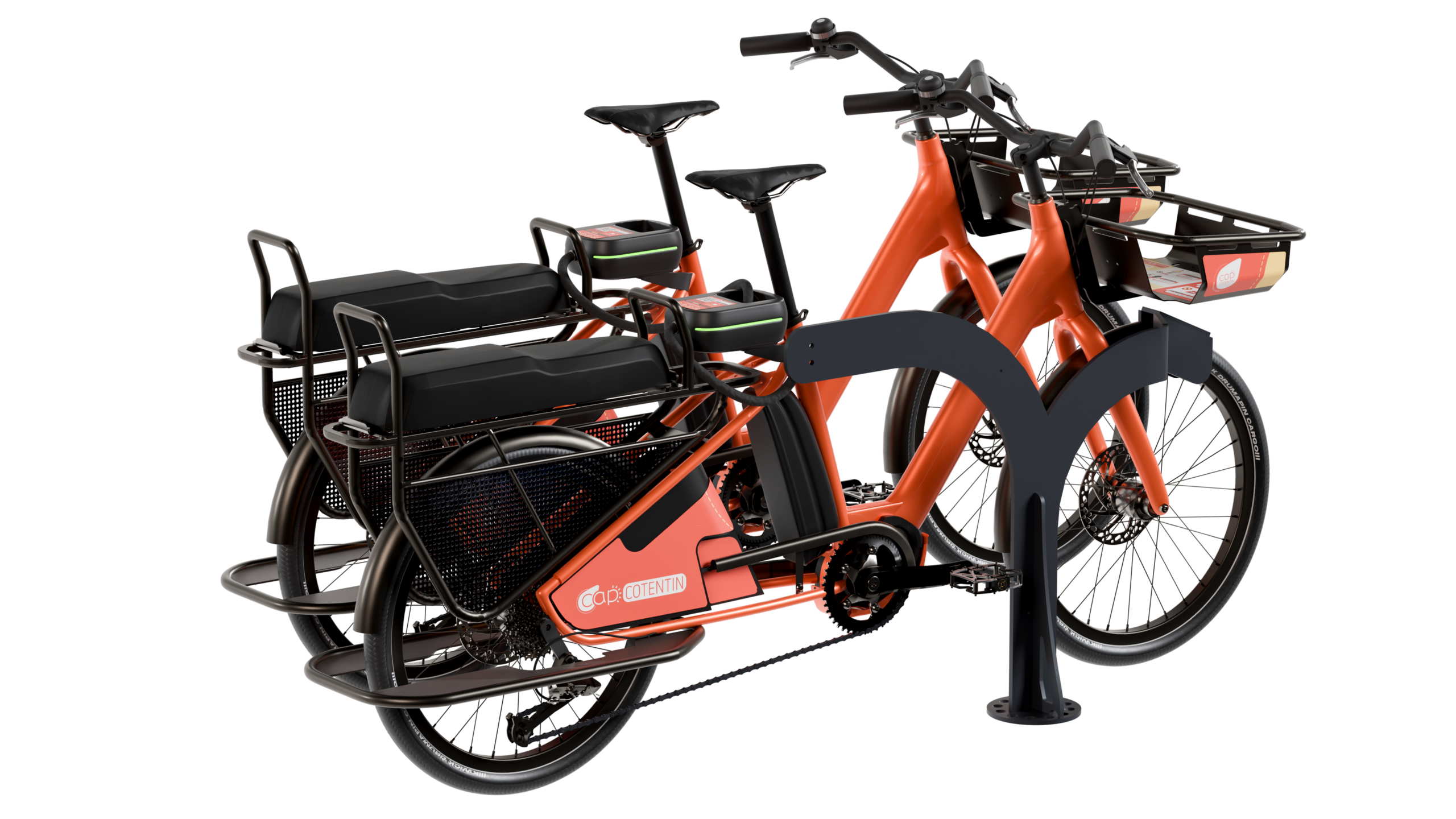 Intégration sur borne sécurisée du vélo longtail Duo co-conçu avec la Communauté d'agglomération du Cotentin