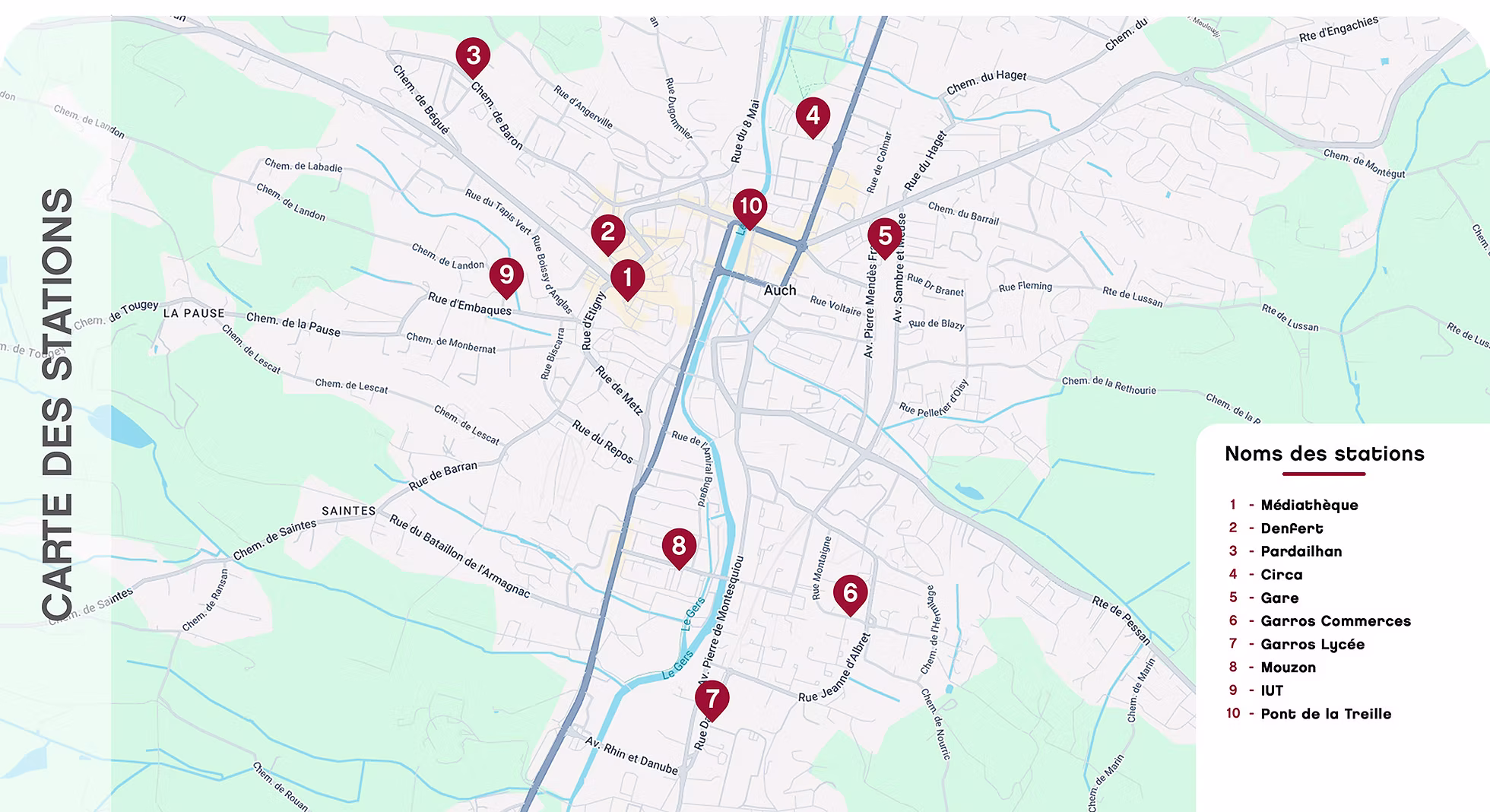 Carte des stations vélo libre-service à Auch