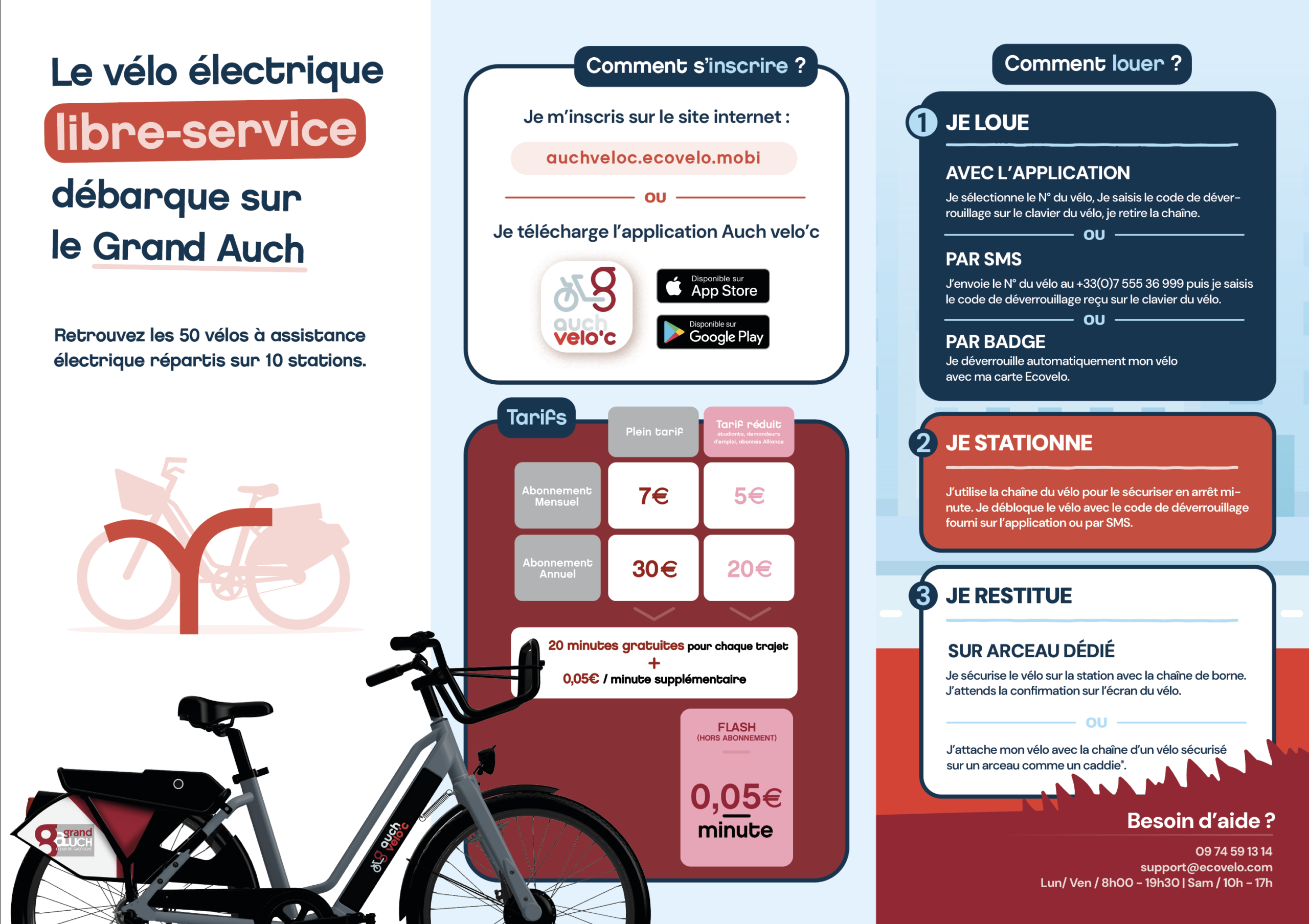 Dépliant client vélo en libre-service à Auch